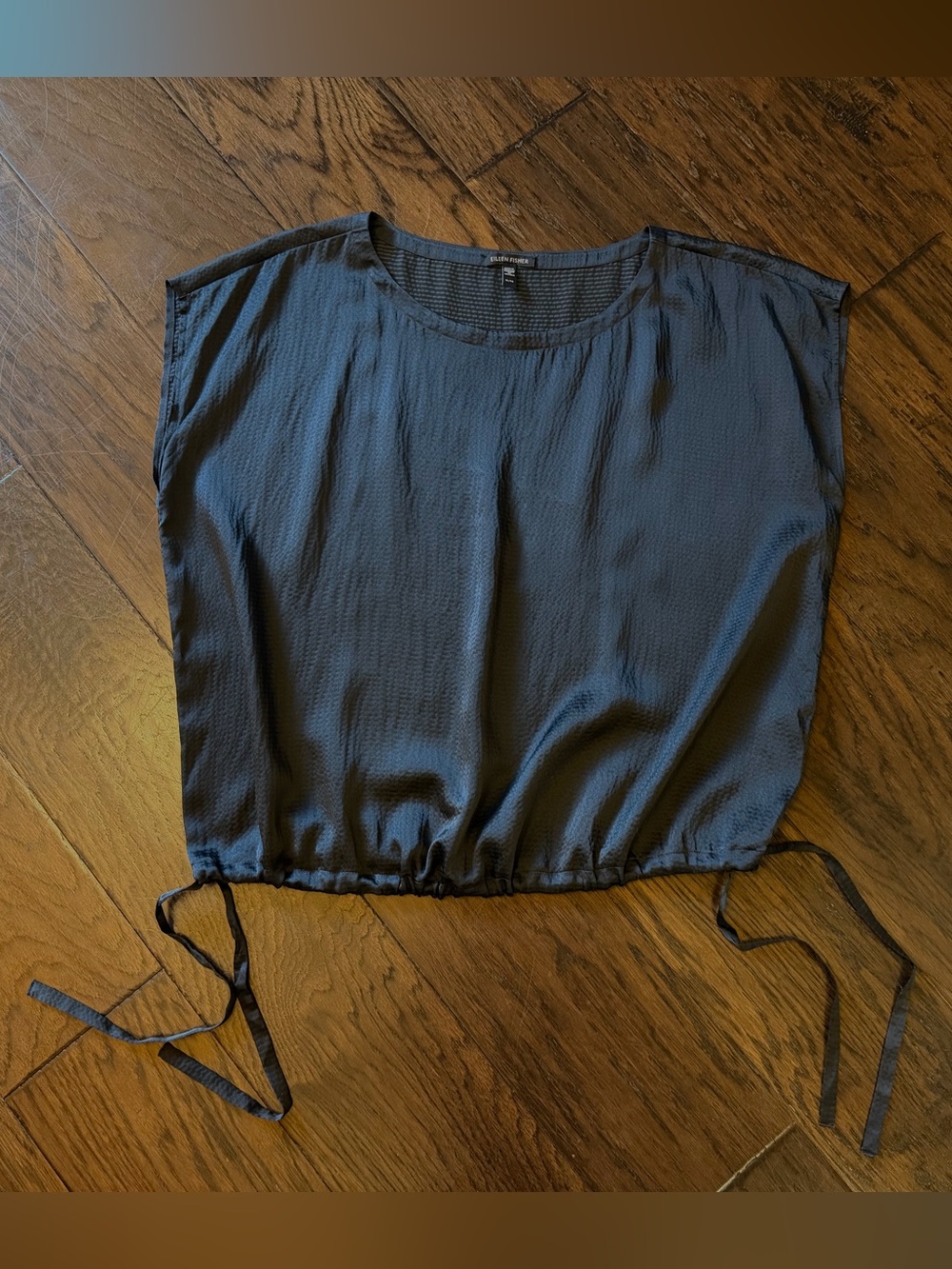 Eileen Fisher Women Hammered Silk Cotton Bateau Neck Top size XL
